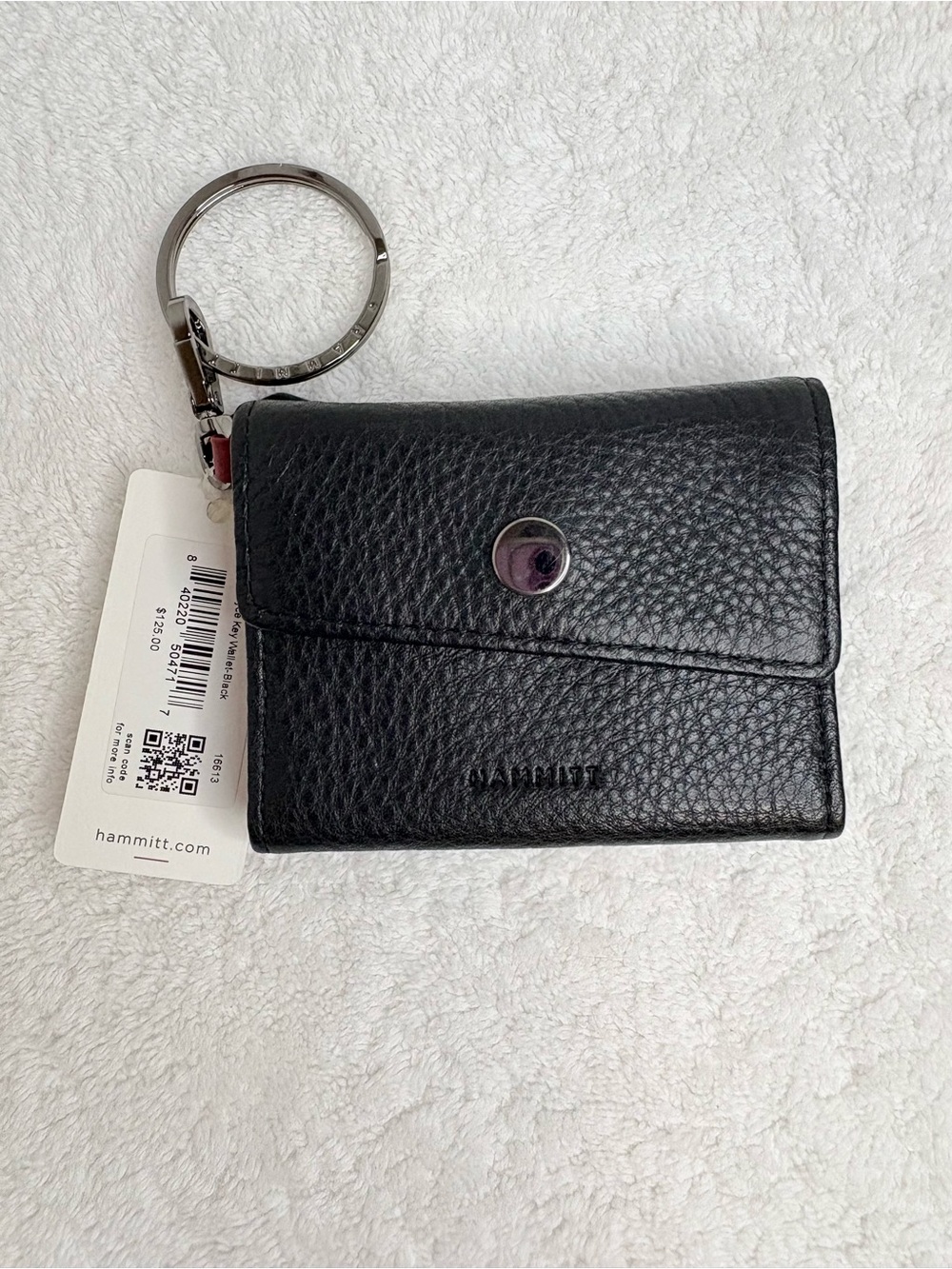 *SOLD* Hammitt Black Pebbled Leather Key & Card Holder with Key Ring
